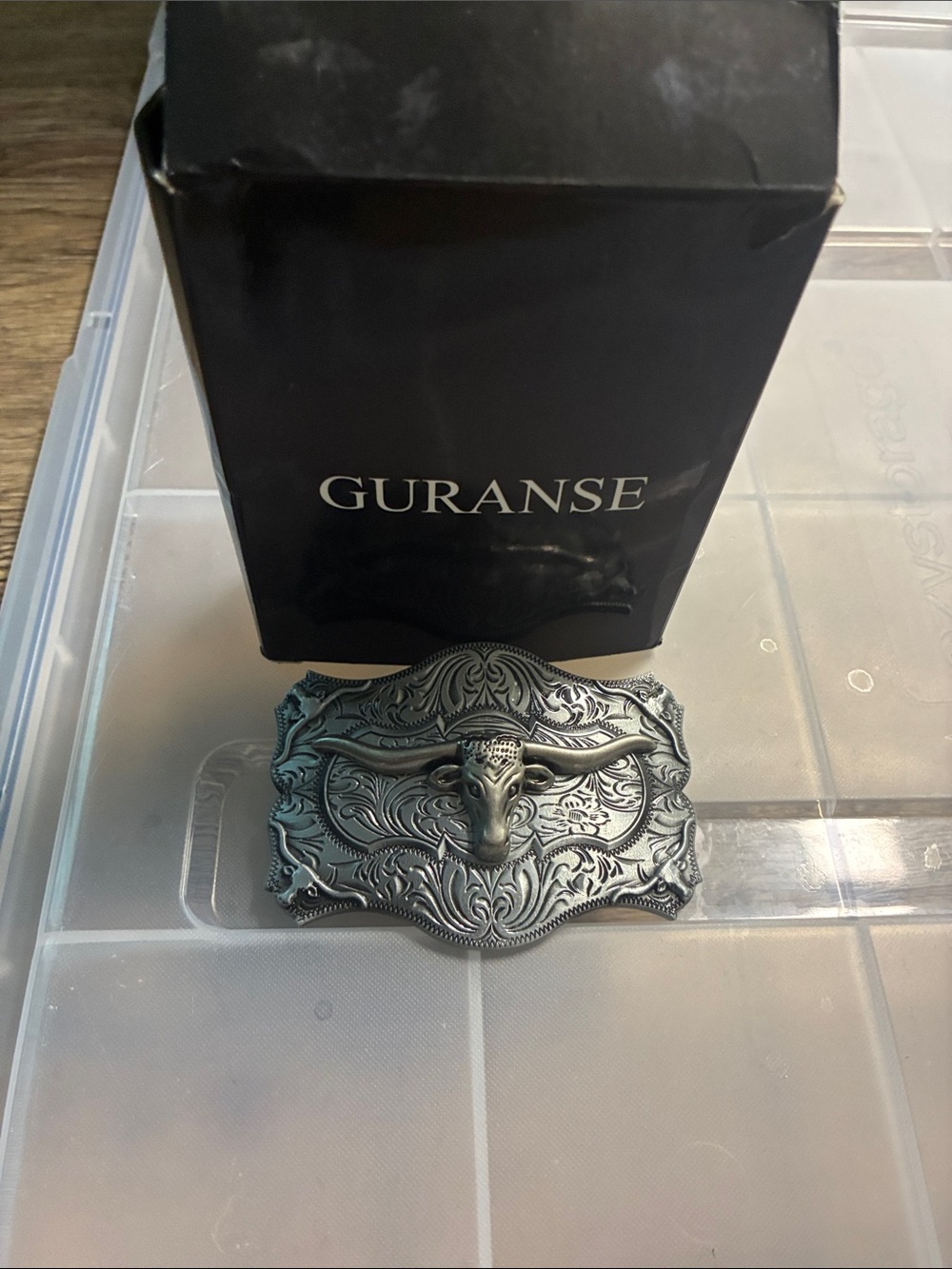 Guranse Silver Western Longhorn Belt Buckle